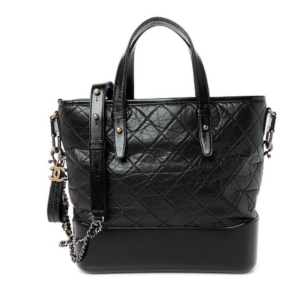 Chic Black Quilted Tote Bag